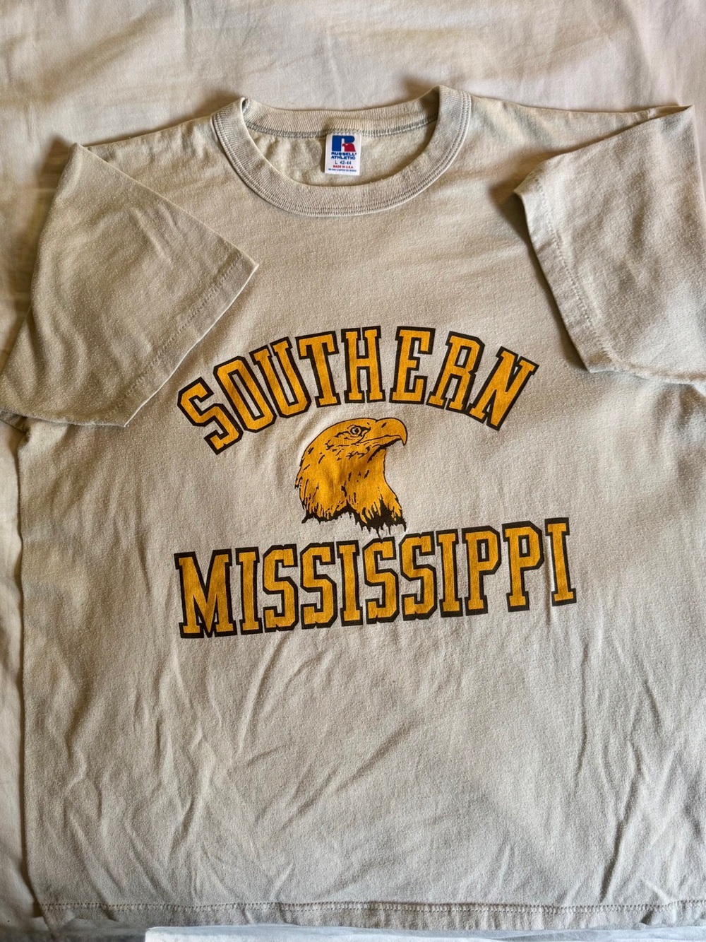 Russell Athletic Cream Kids Southern Mississippi Eagle Graphic Tee